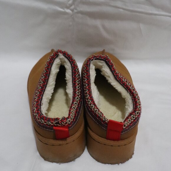 Womens Tan Sz 40 Slip On Suede Ankle Platform Comfy Indoor Short Slippers - Picture 5 of 8